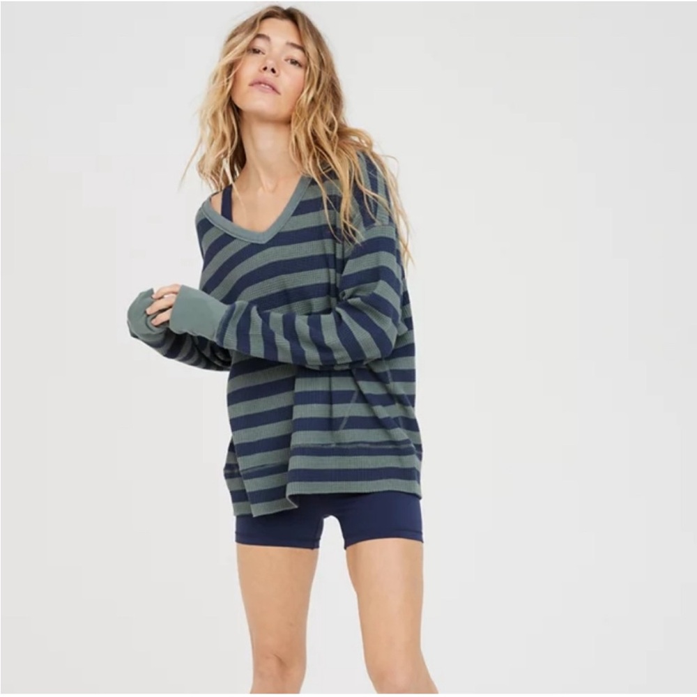 Offline by Aerie Wow! Waffle Oversized T-Shirt